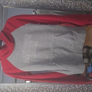 American Eagle Outfitters Red and Gray Hoodie